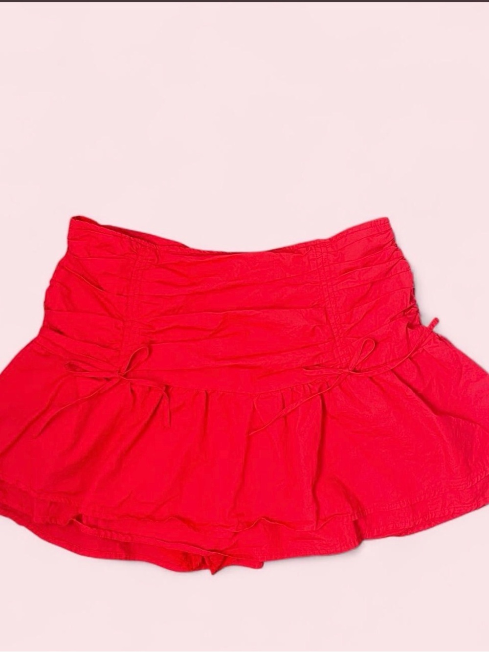 Bright Red Ruffle Skort with Drawstring Detail